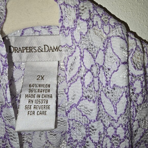 Draper's & Damon's Purple and White Lace Coverup / Over Piece / Jacket Size 2X - Picture 3 of 8